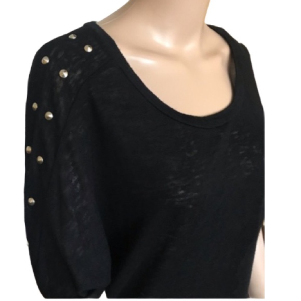 Aqua Burn-out black oversized top with studs